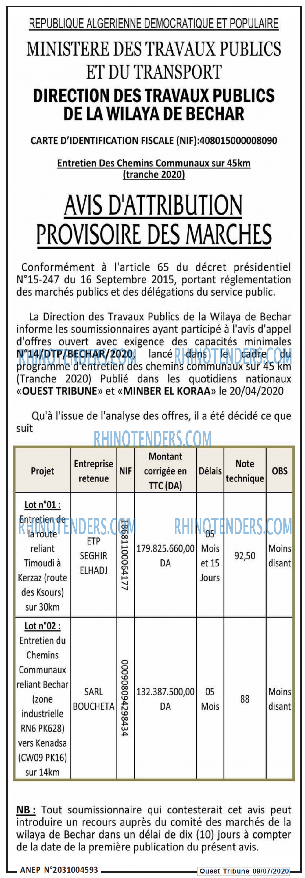 ouest TRIBUNE