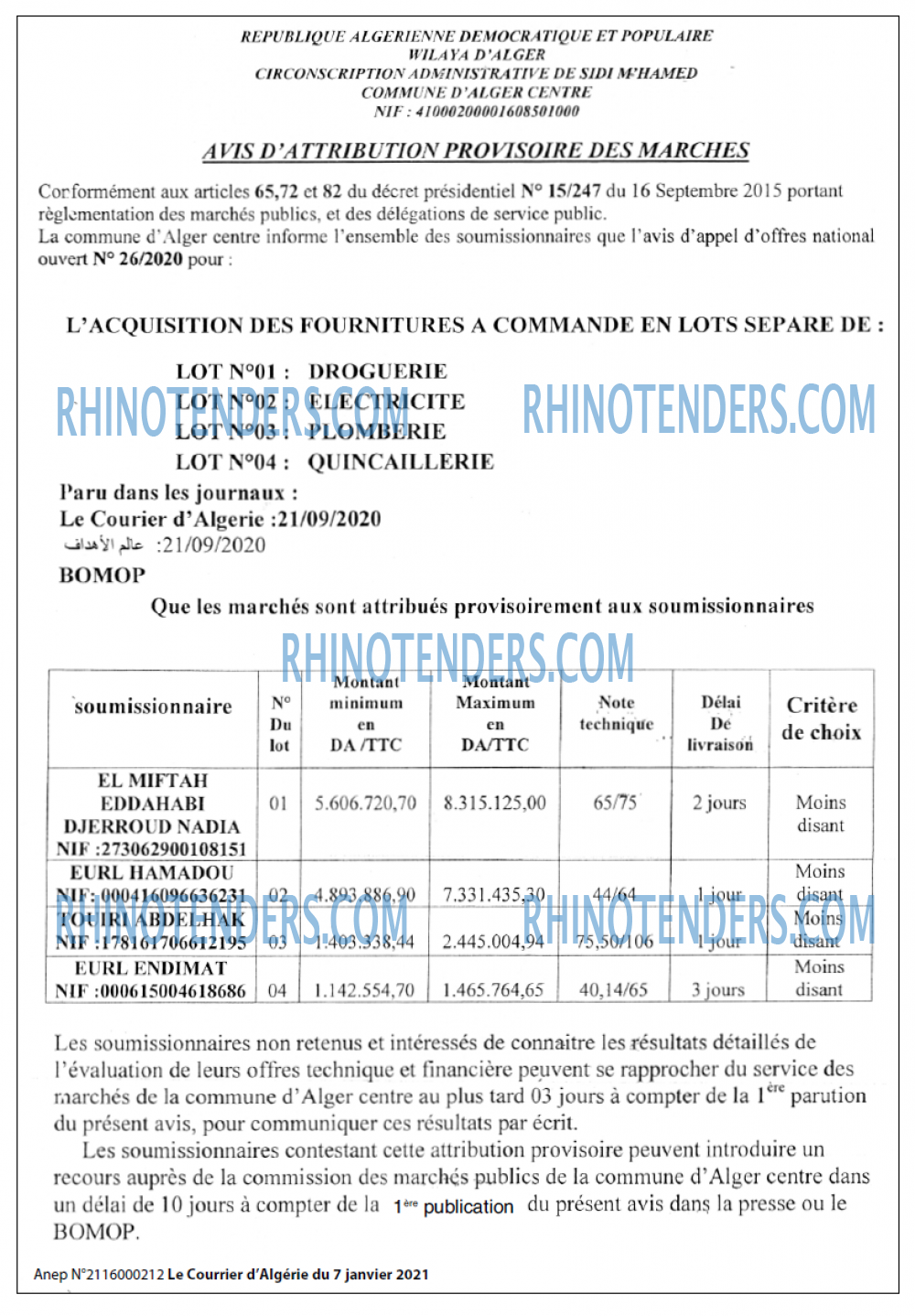Le Courrier d'Algerie
