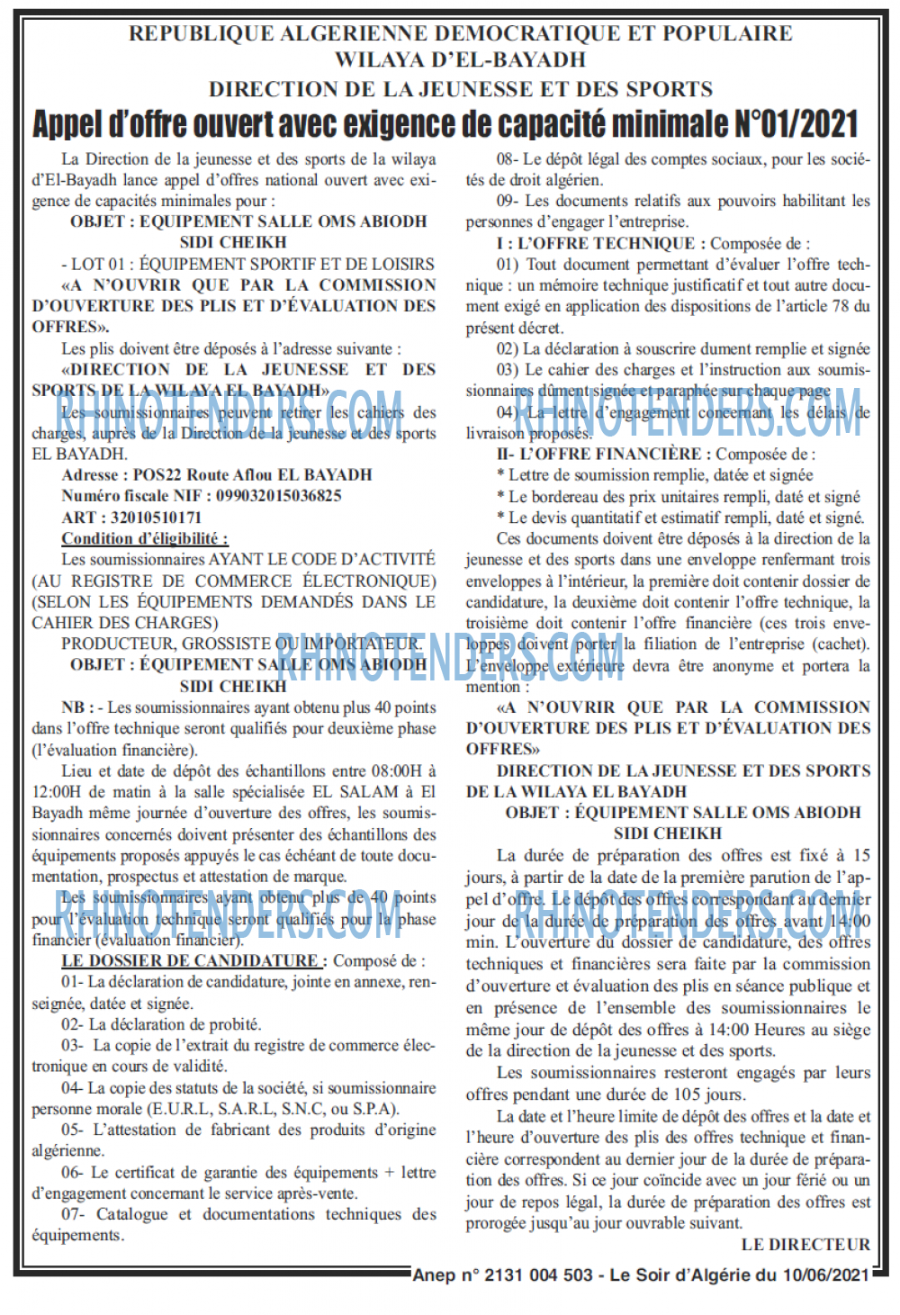 LE SOIR D'ALGERIE