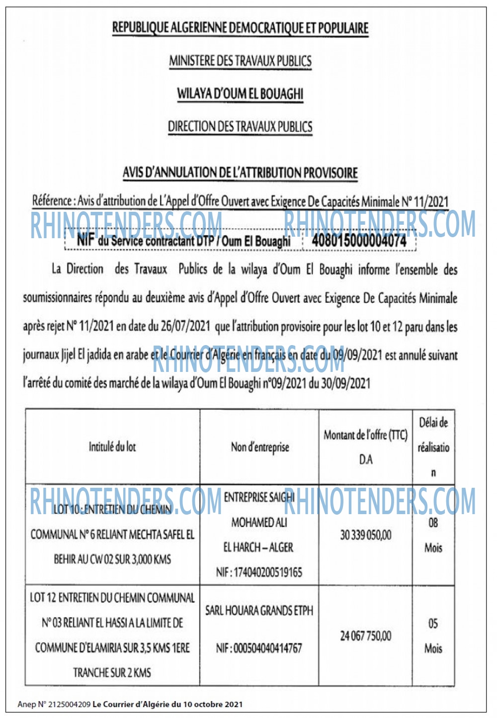 Le Courrier d'Algerie