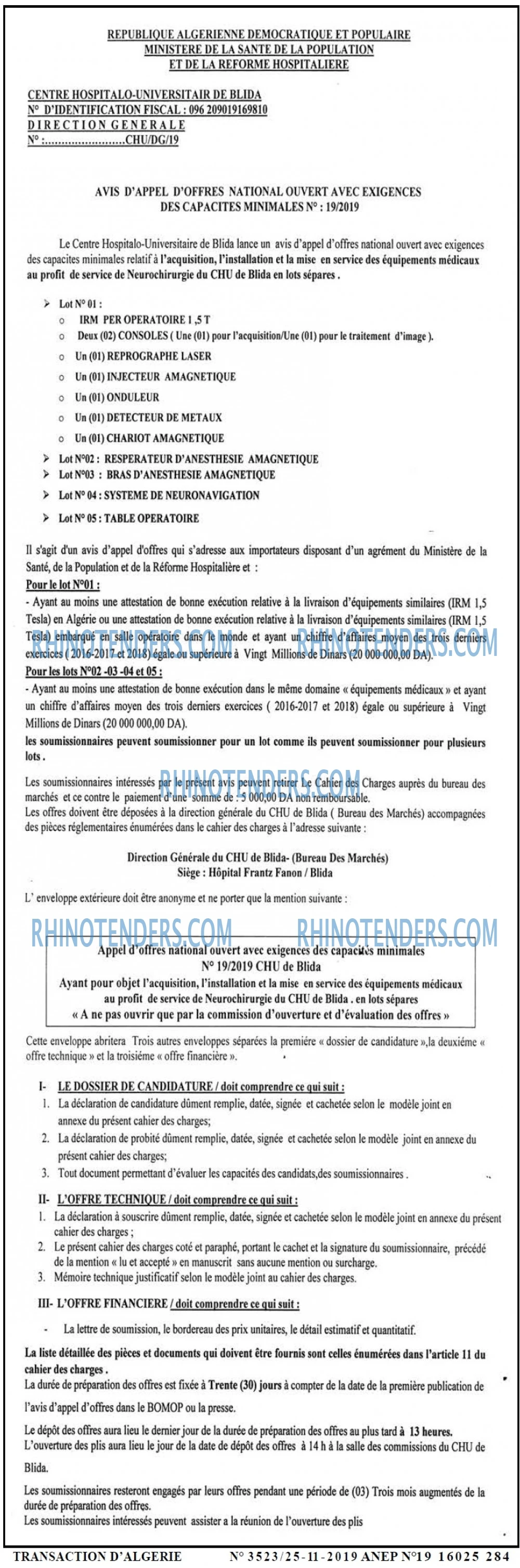TRANSACTION D'ALGERIE