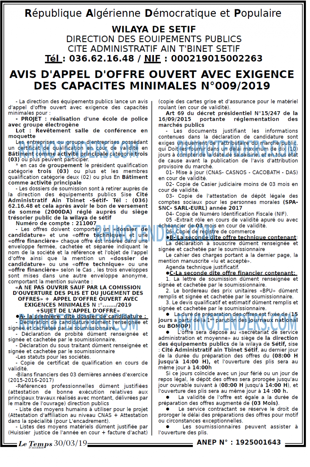 LE TEMPS D'ALGERIE