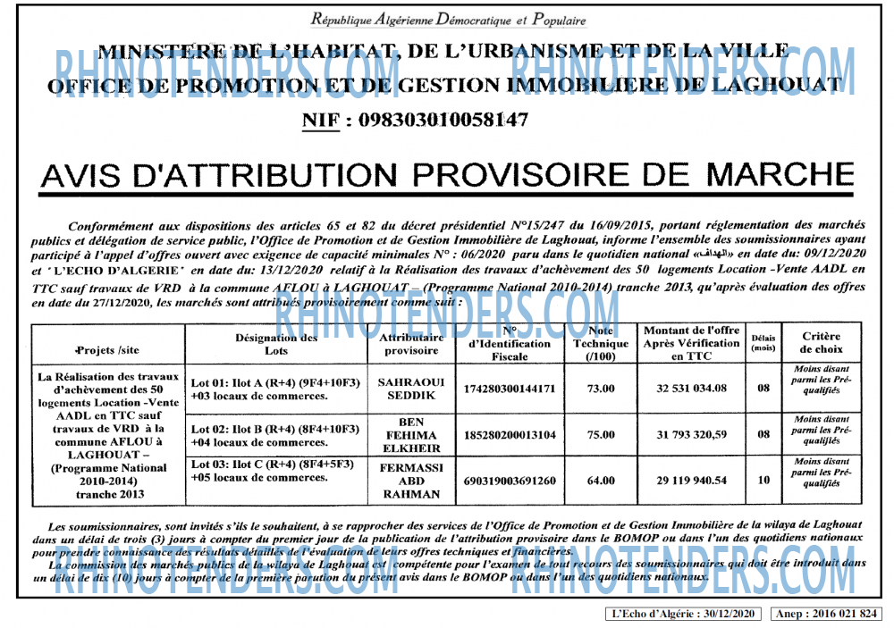 L'ECHO D'ALGERIE