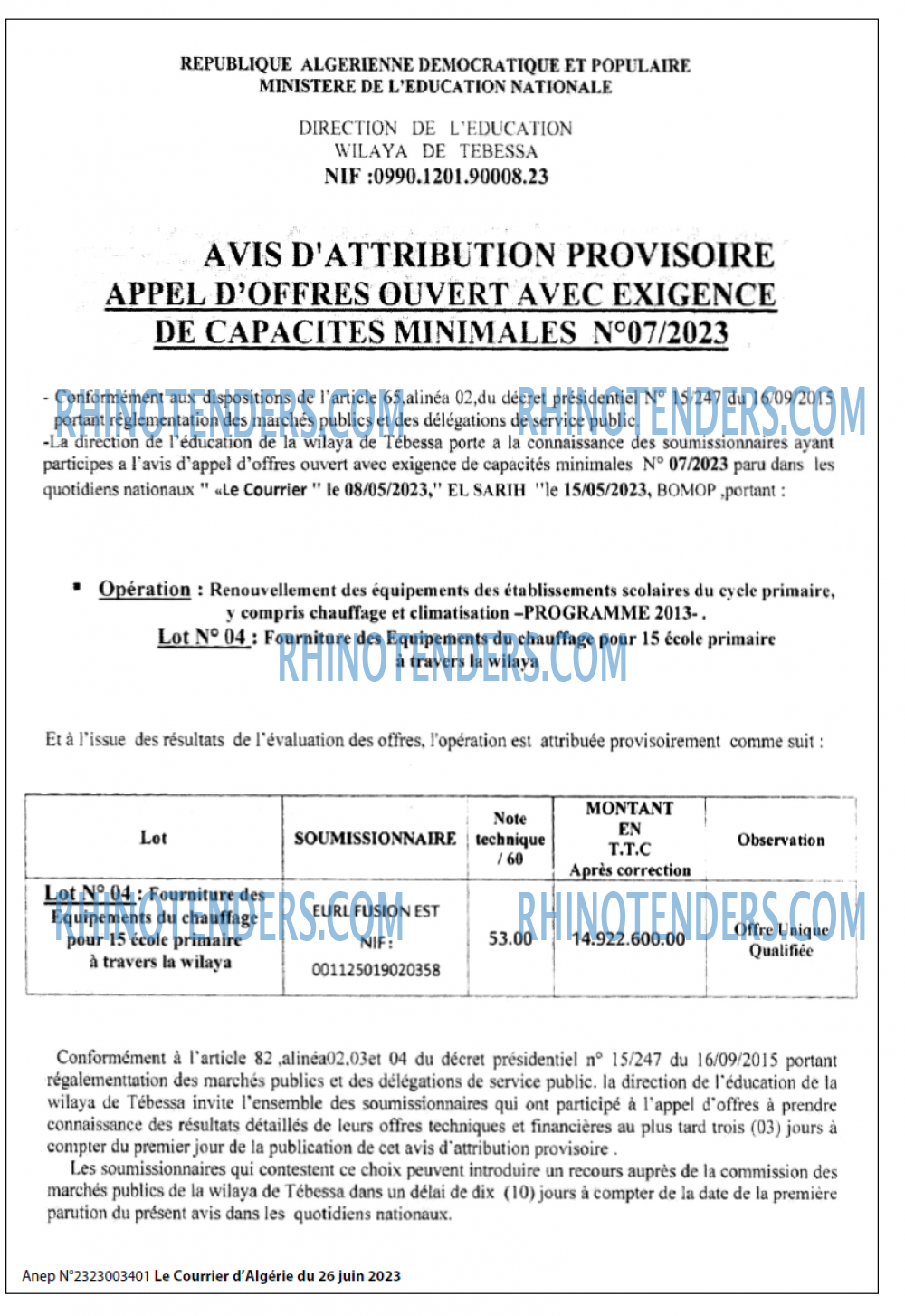 Le Courrier d'Algerie