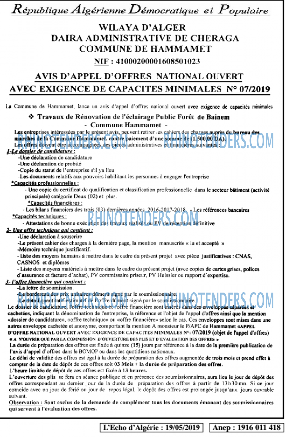 L'ECHO D'ALGERIE