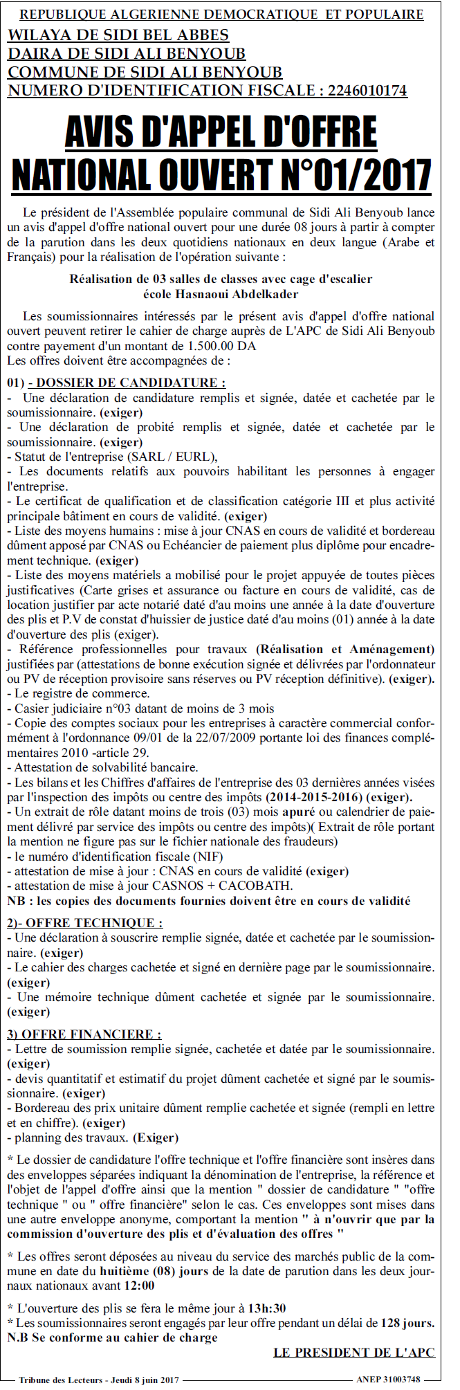 TRIBUNE DES LECTEURS