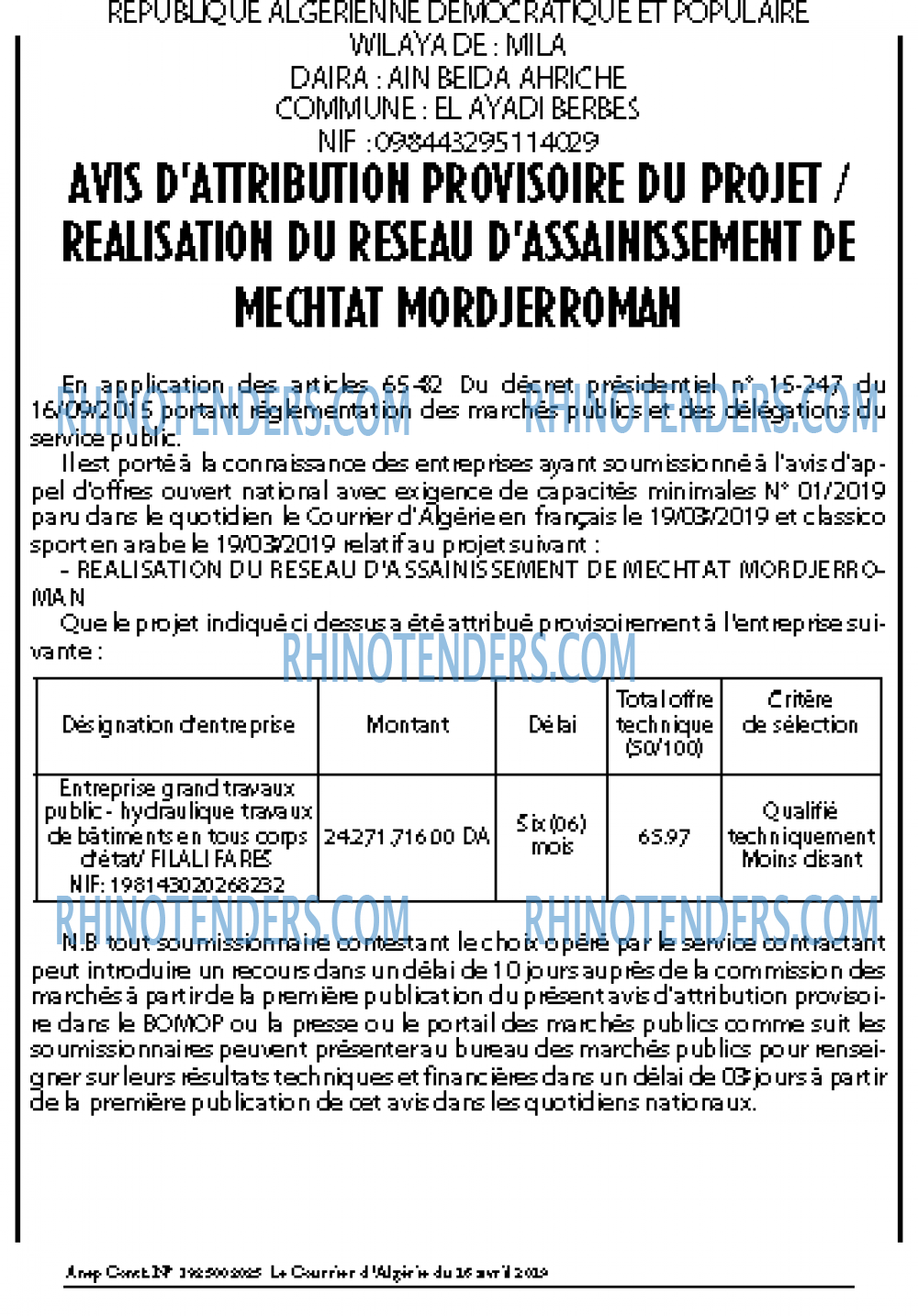 Le Courrier d'Algerie