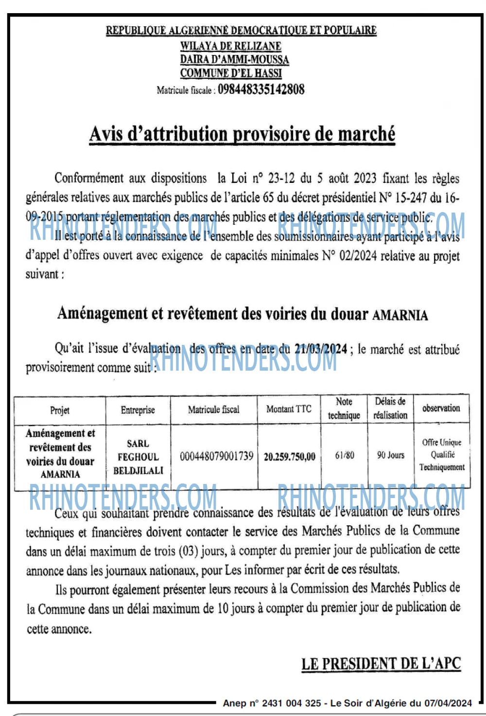 LE SOIR D'ALGERIE