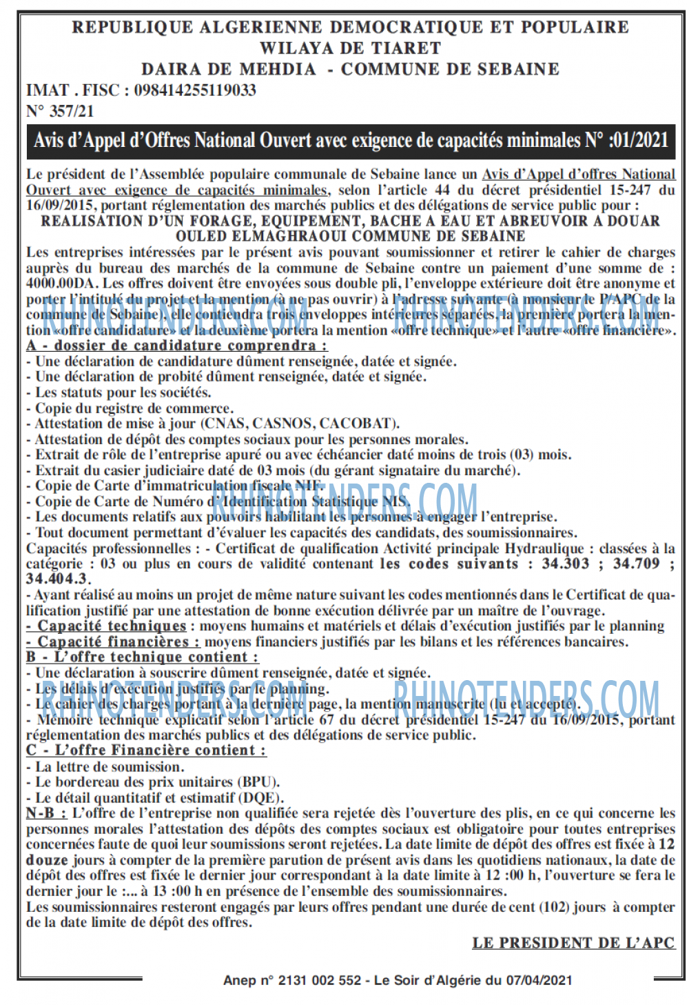 LE SOIR D'ALGERIE