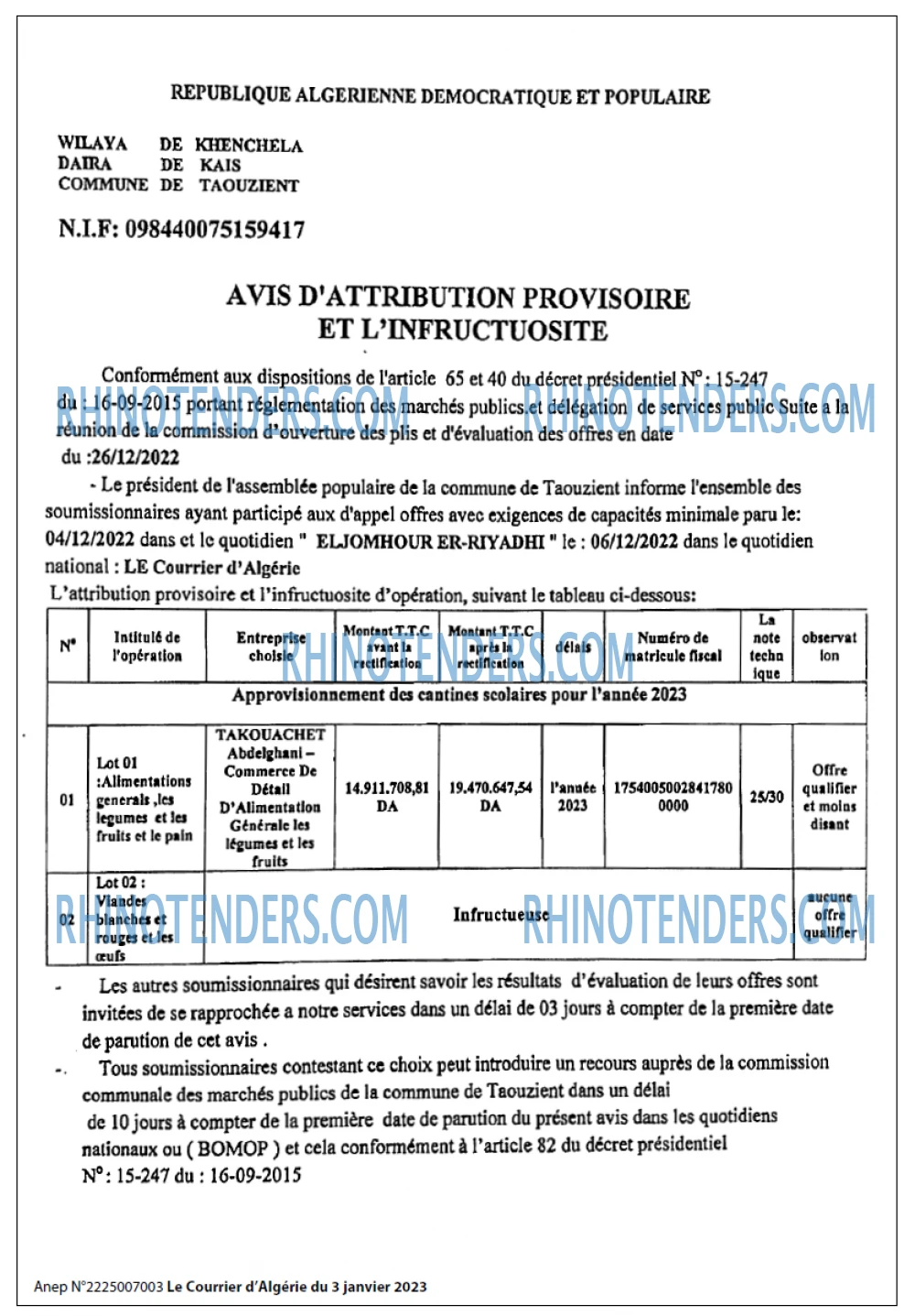 Le Courrier d'Algerie