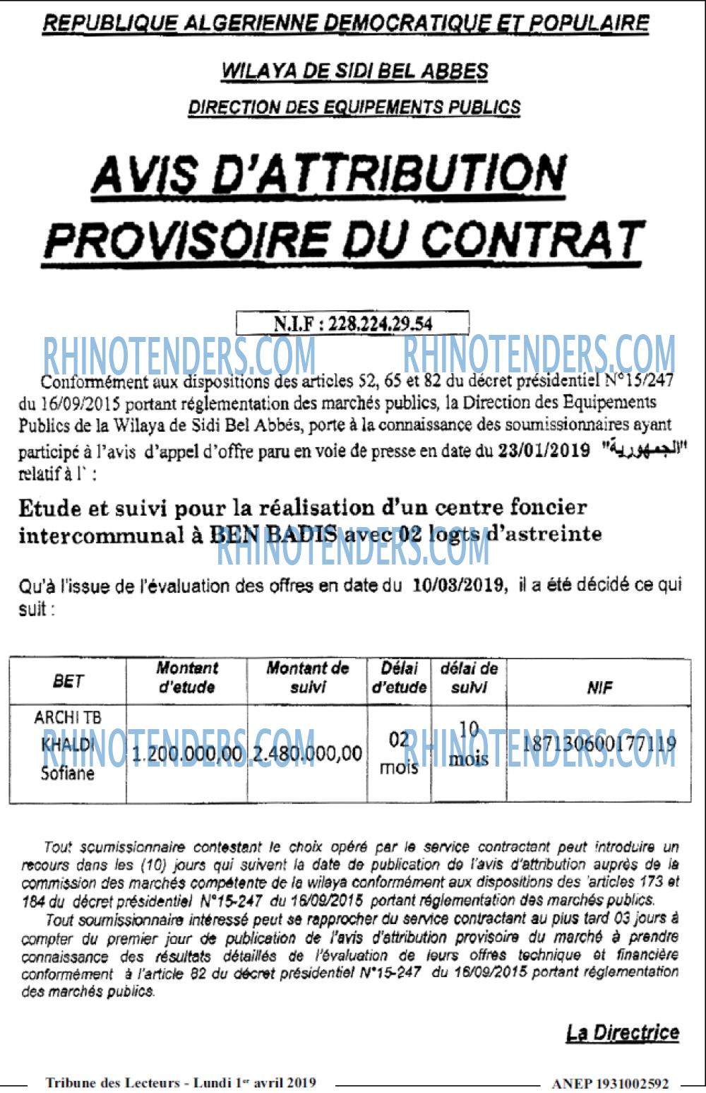 TRIBUNE DES LECTEURS