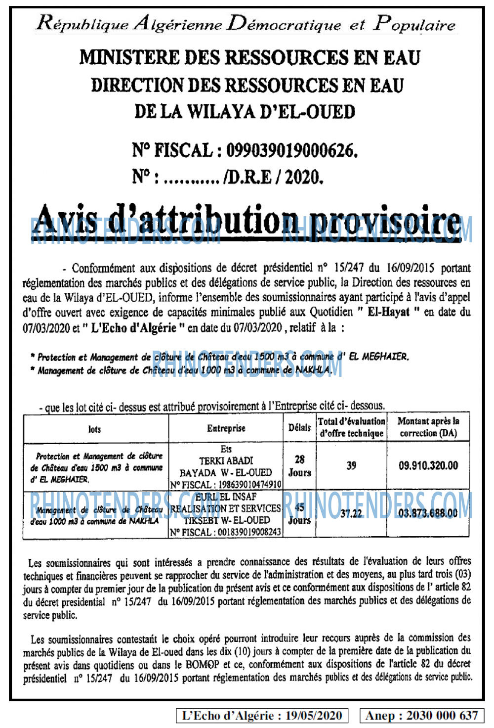 L'ECHO D'ALGERIE