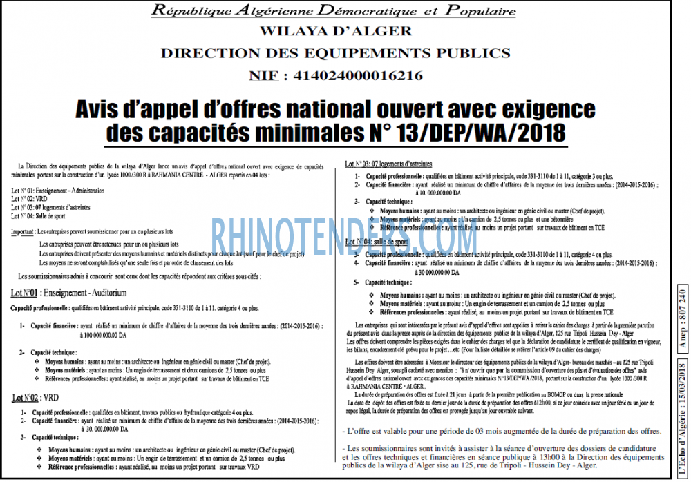 L'ECHO D'ALGERIE