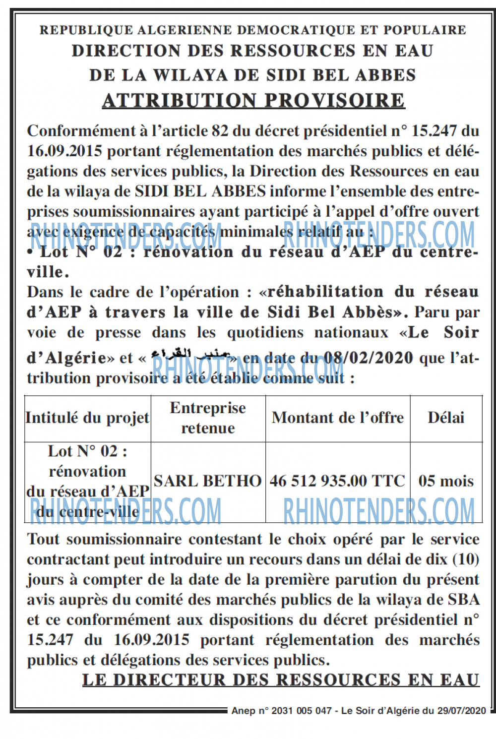 LE SOIR D'ALGERIE