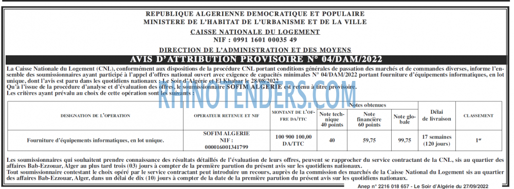 LE SOIR D'ALGERIE