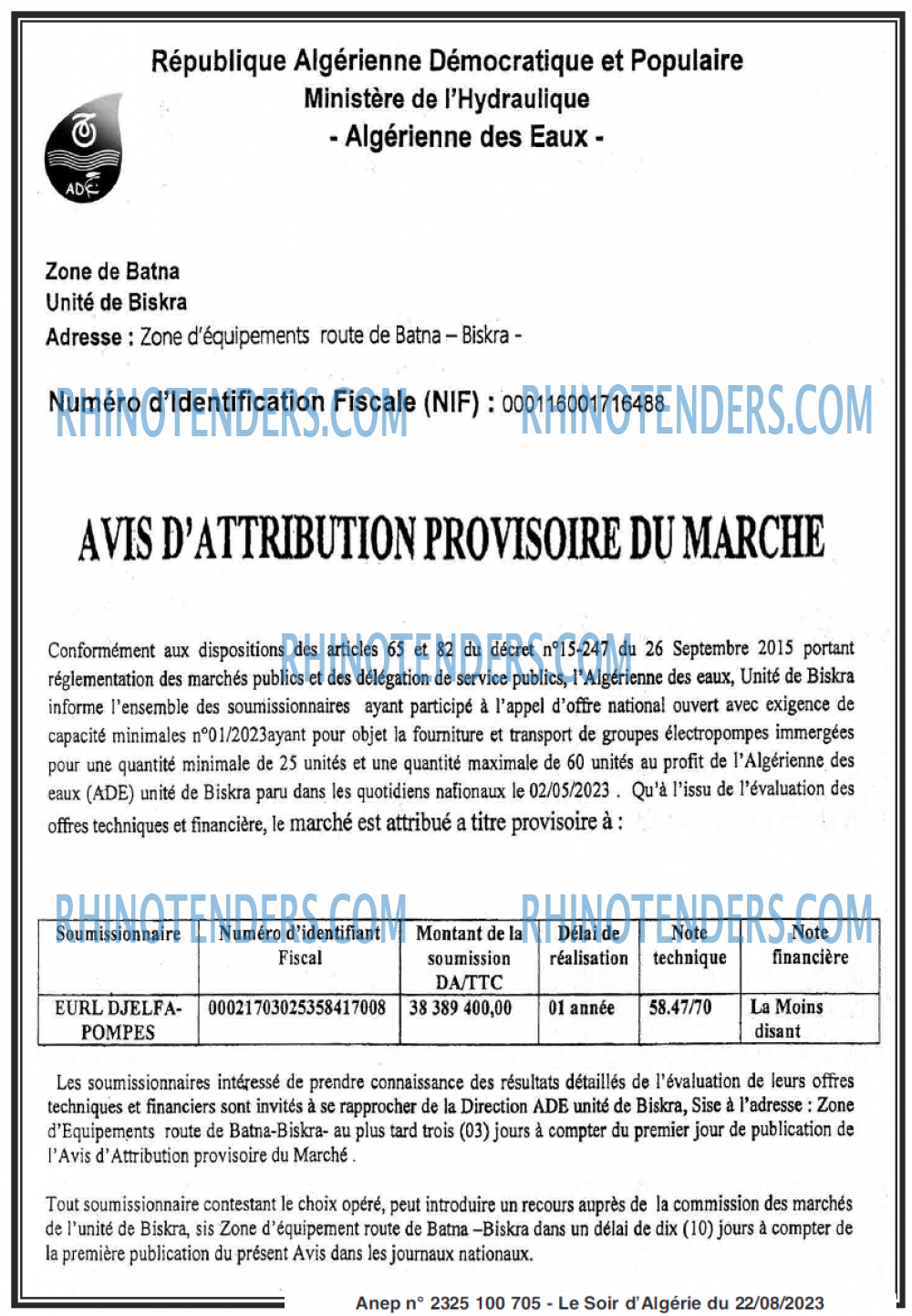 LE SOIR D'ALGERIE