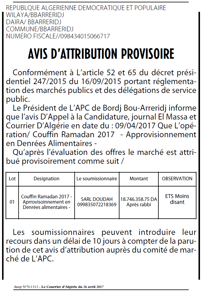 Le Courrier d'Algerie