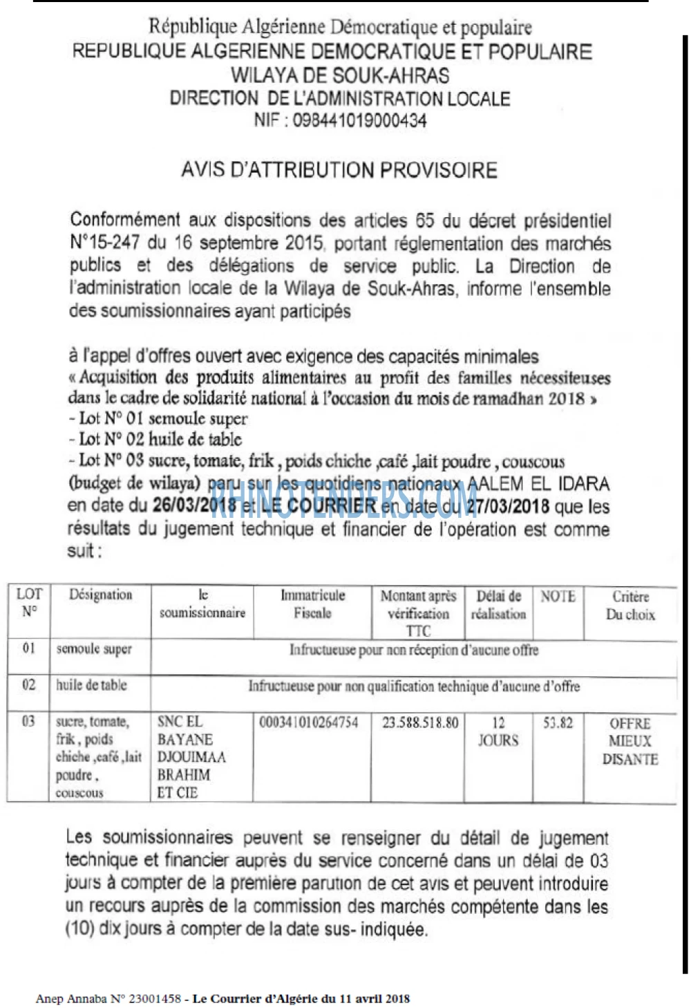 Le Courrier d'Algerie