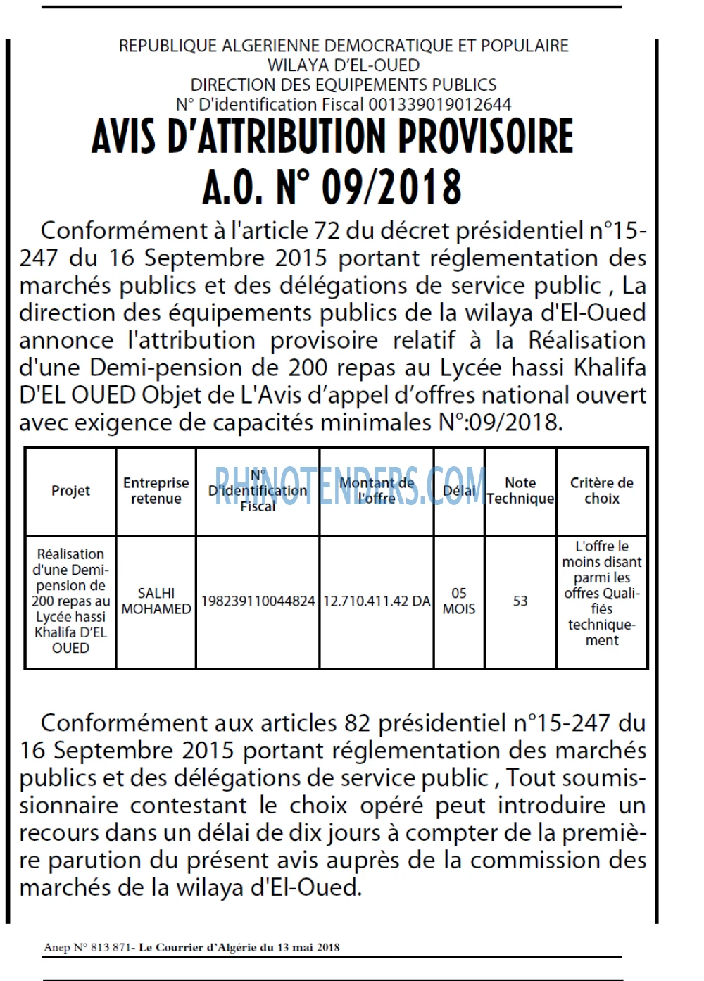 Le Courrier d'Algerie
