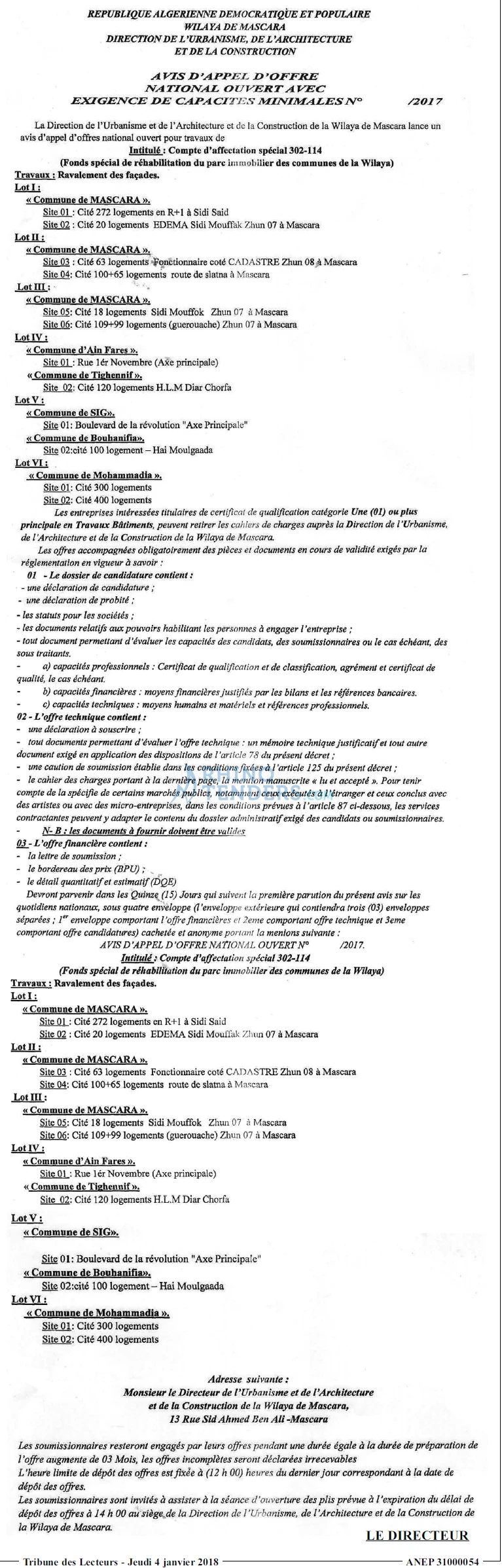 TRIBUNE DES LECTEURS