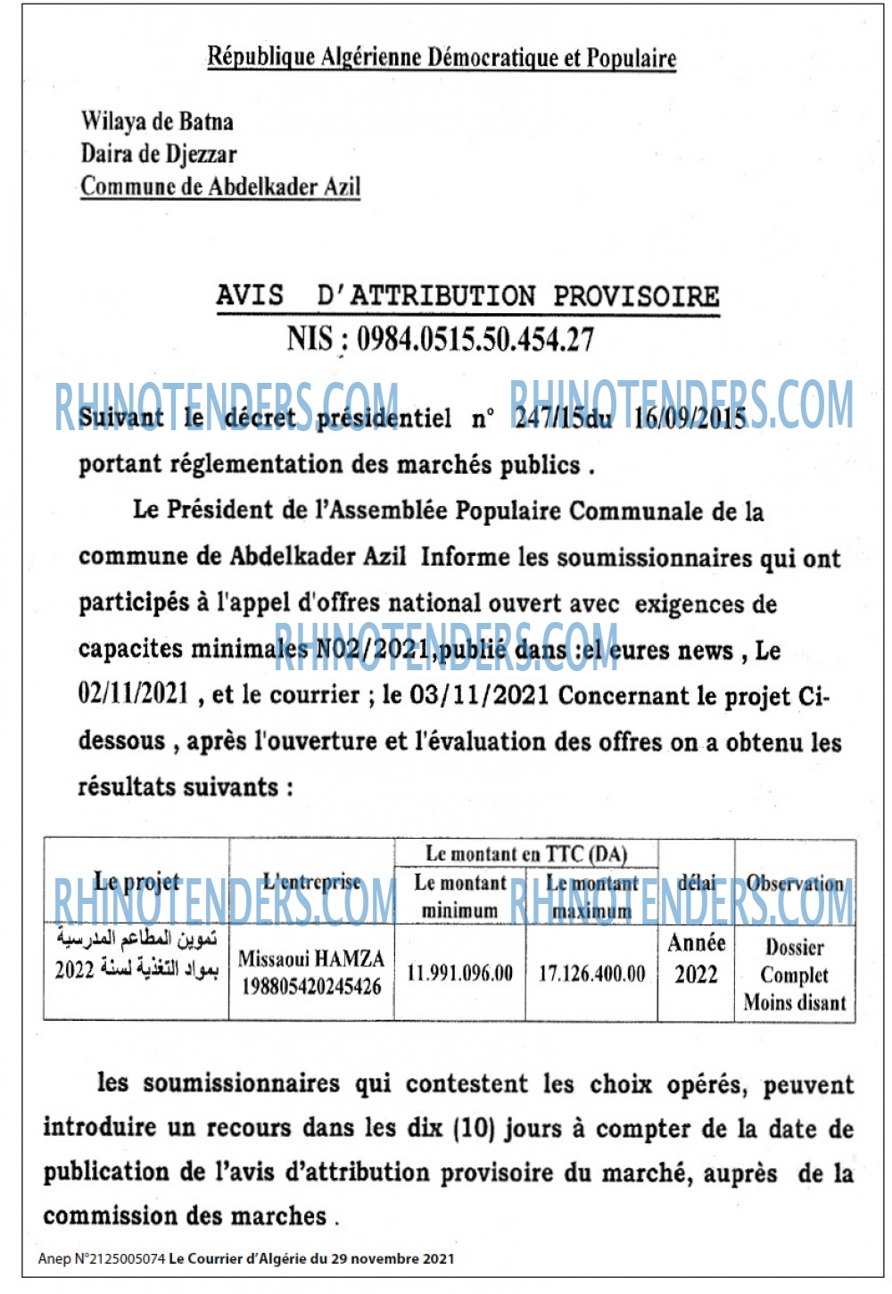 Le Courrier d'Algerie