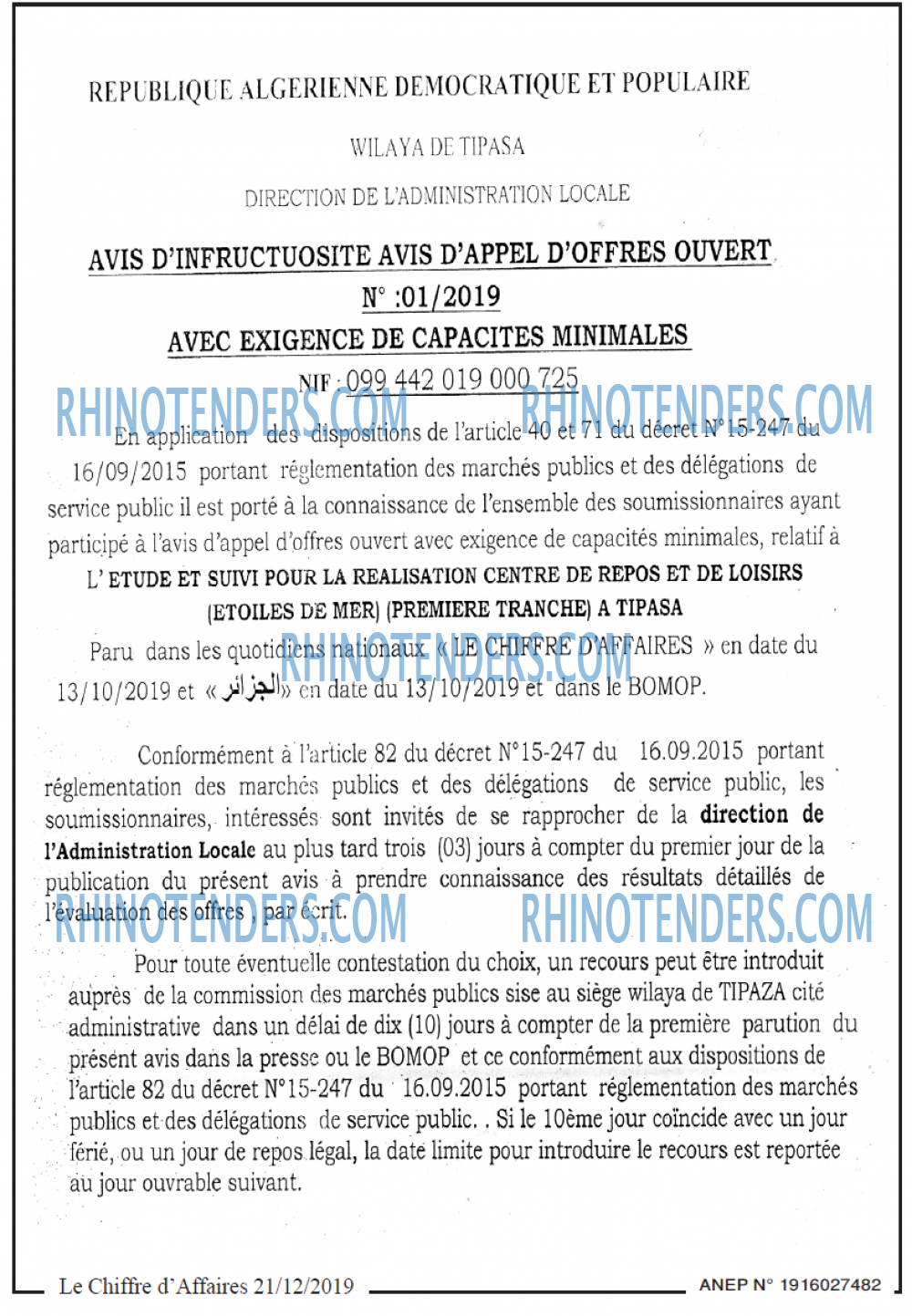 Le Chiffre d'Affaires