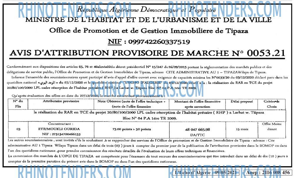 L'ECHO D'ALGERIE