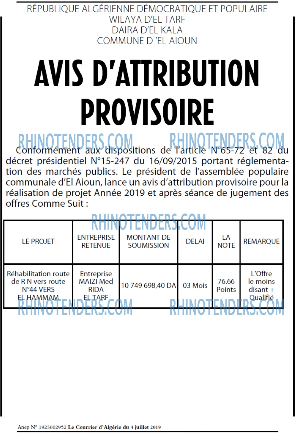 Le Courrier d'Algerie