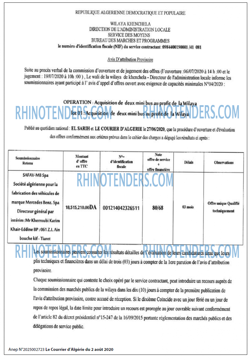 Le Courrier d'Algerie