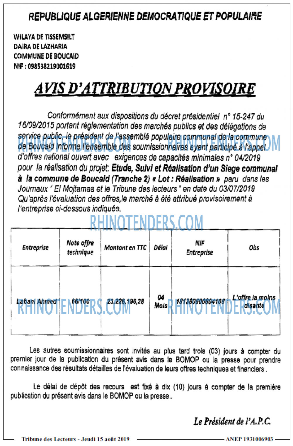 TRIBUNE DES LECTEURS