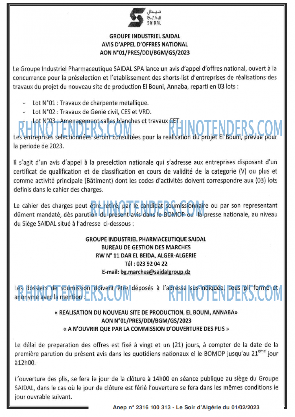 LE SOIR D'ALGERIE