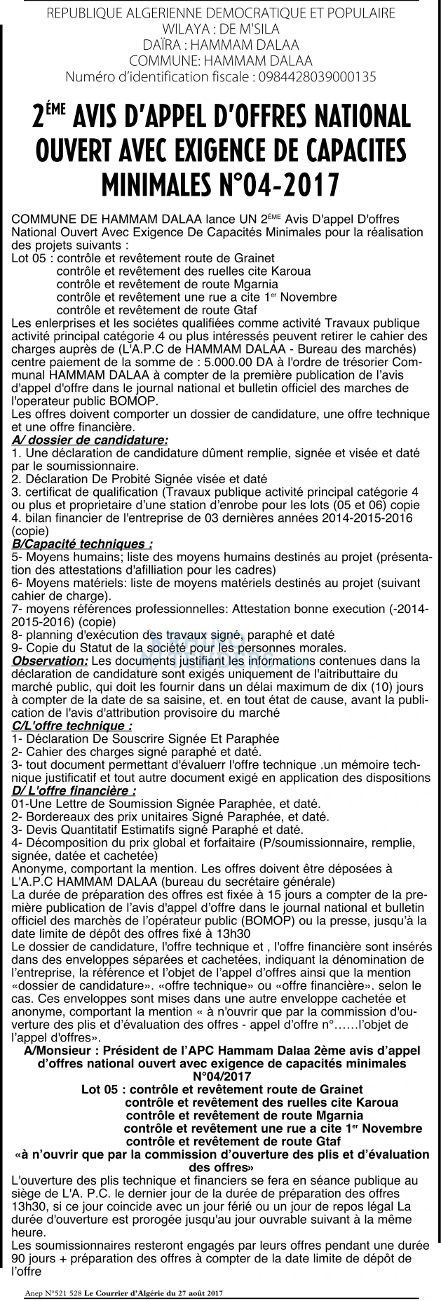 Le Courrier d'Algerie