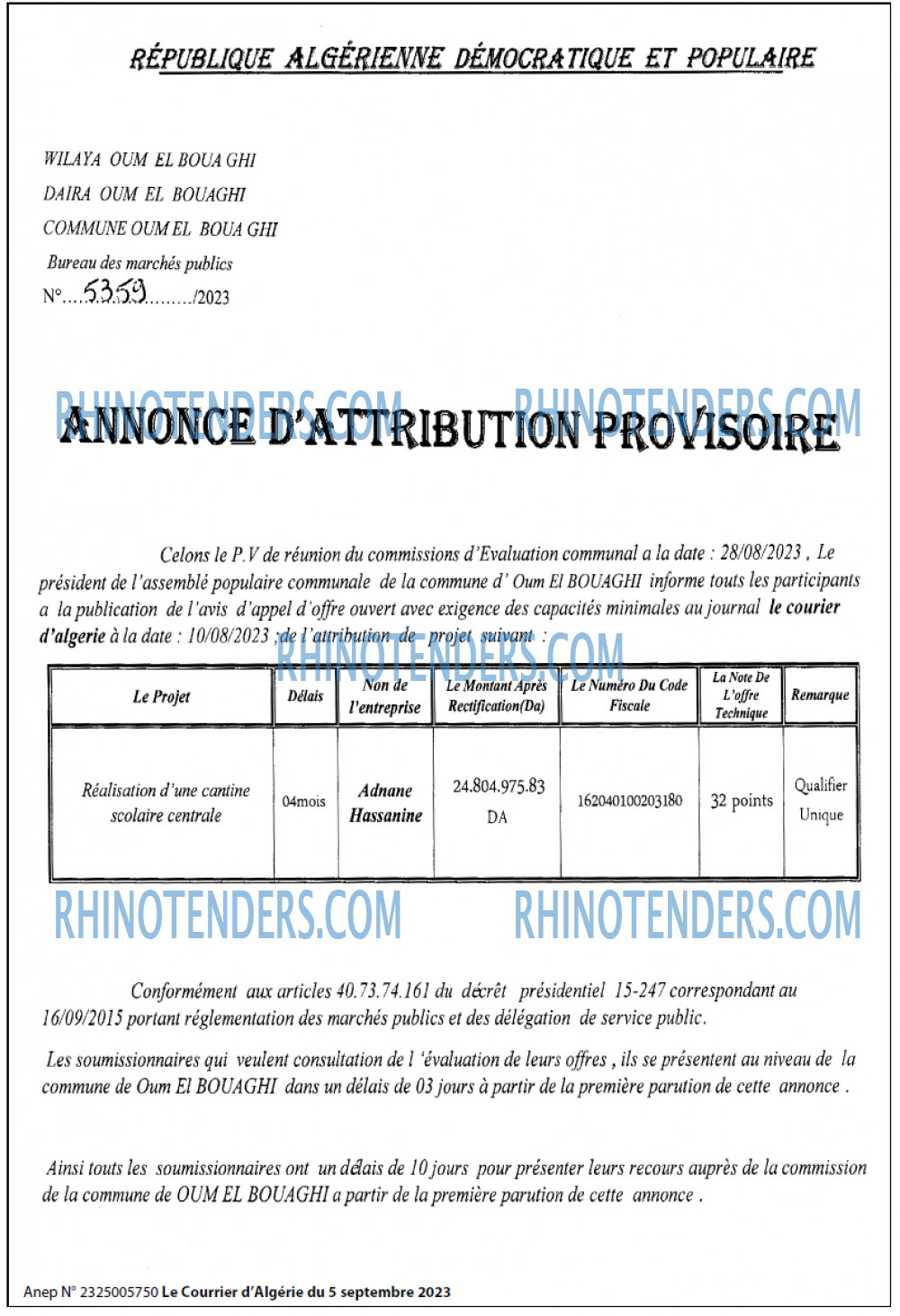 Le Courrier d'Algerie