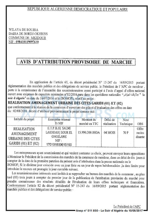 LE SOIR D'ALGERIE
