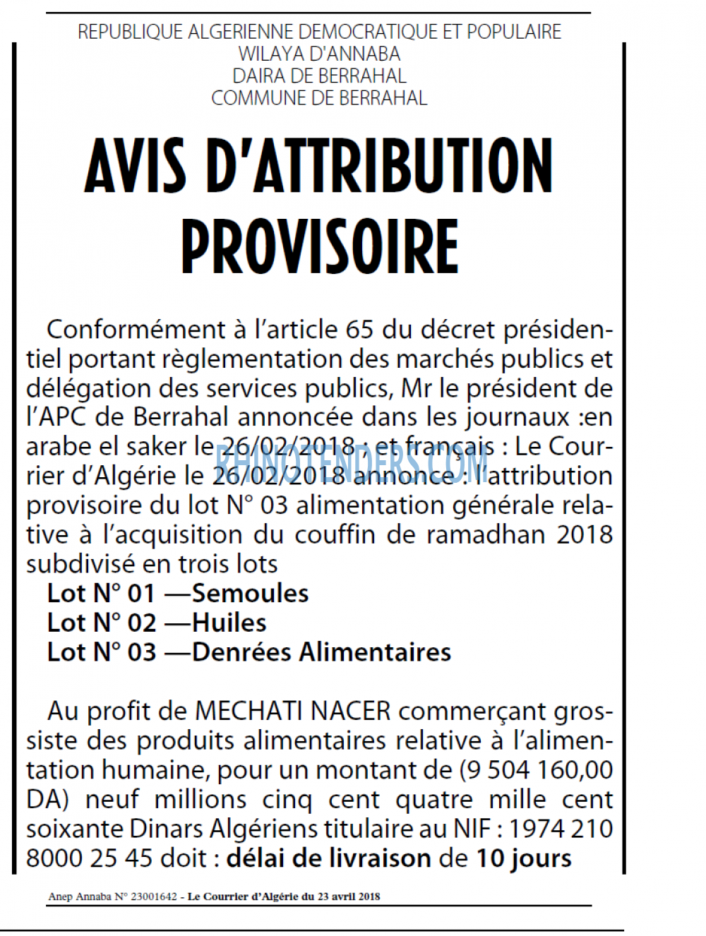 Le Courrier d'Algerie