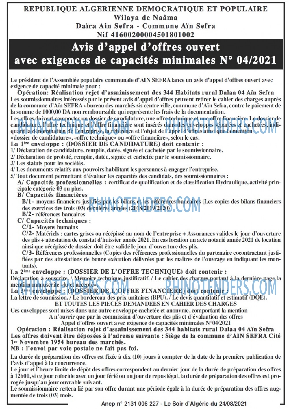 LE SOIR D'ALGERIE
