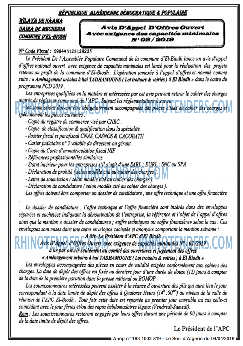 LE SOIR D'ALGERIE