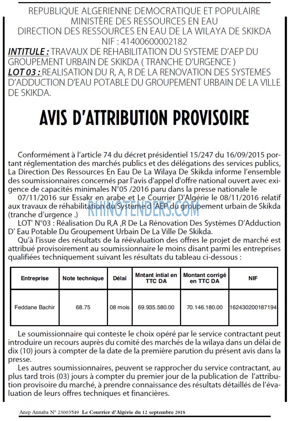 Le Courrier d'Algerie