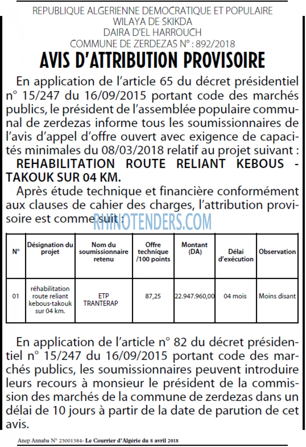 Le Courrier d'Algerie