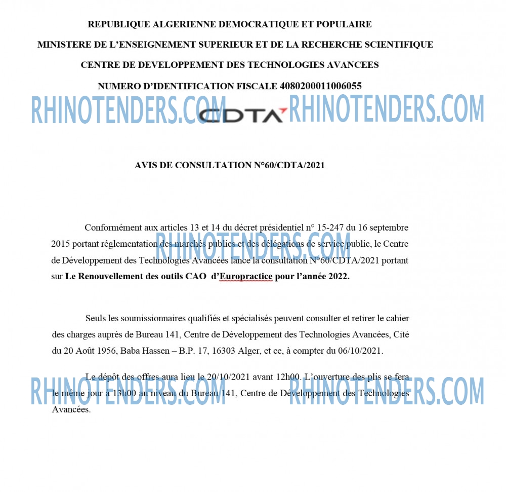 CDTA - Centre De Développement Des Technologies Avancées