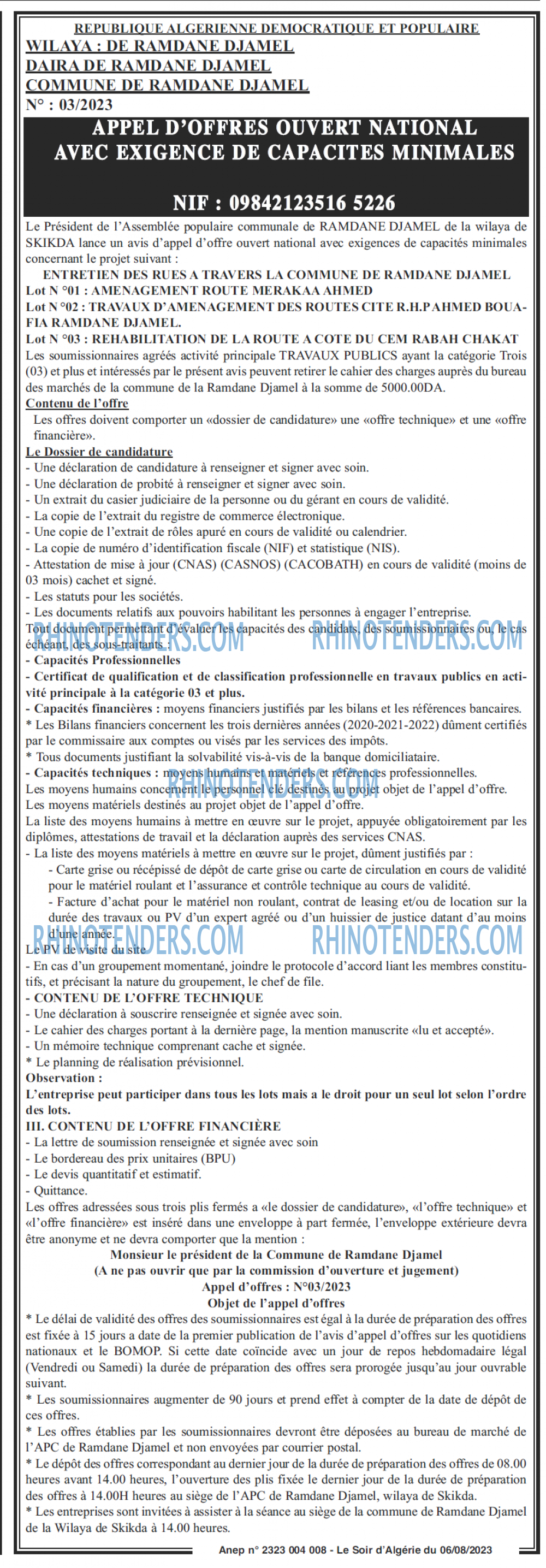 LE SOIR D'ALGERIE