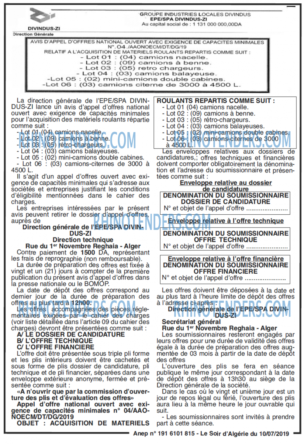 LE SOIR D'ALGERIE