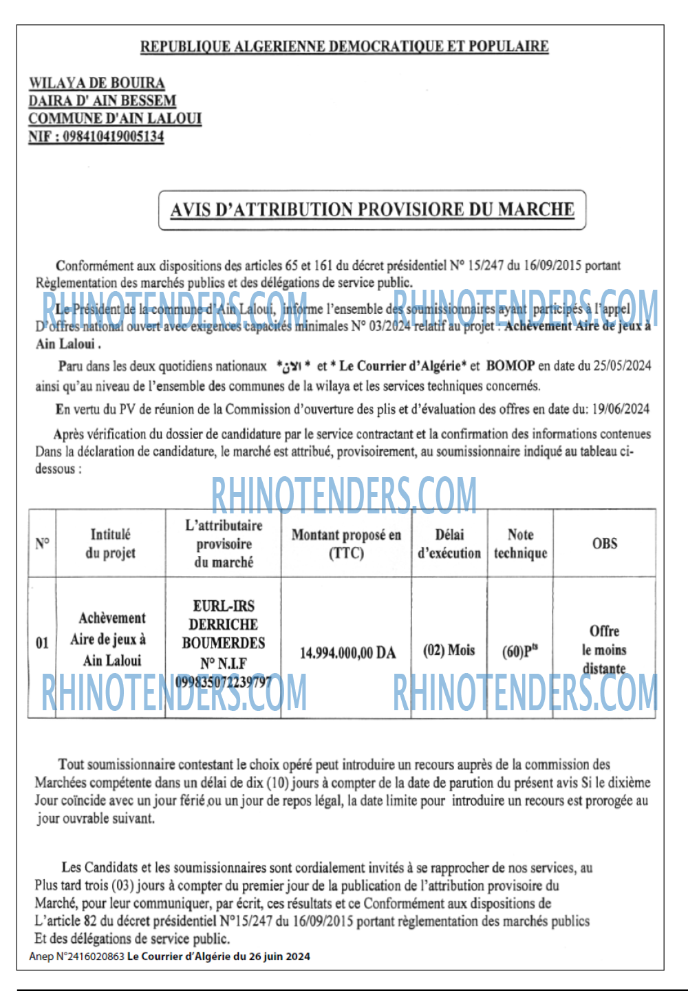 Le Courrier d'Algerie