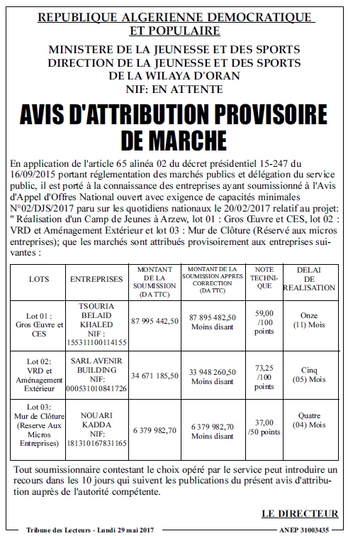 TRIBUNE DES LECTEURS