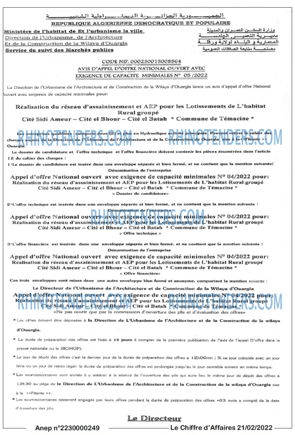 Le Chiffre d'Affaires