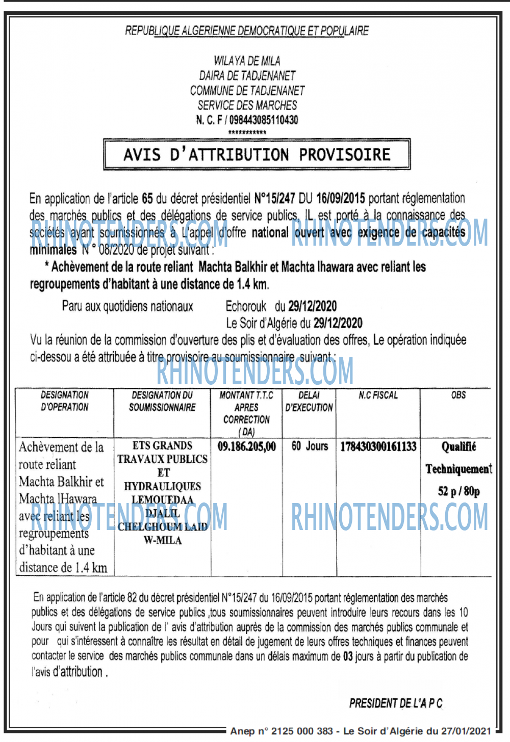 LE SOIR D'ALGERIE
