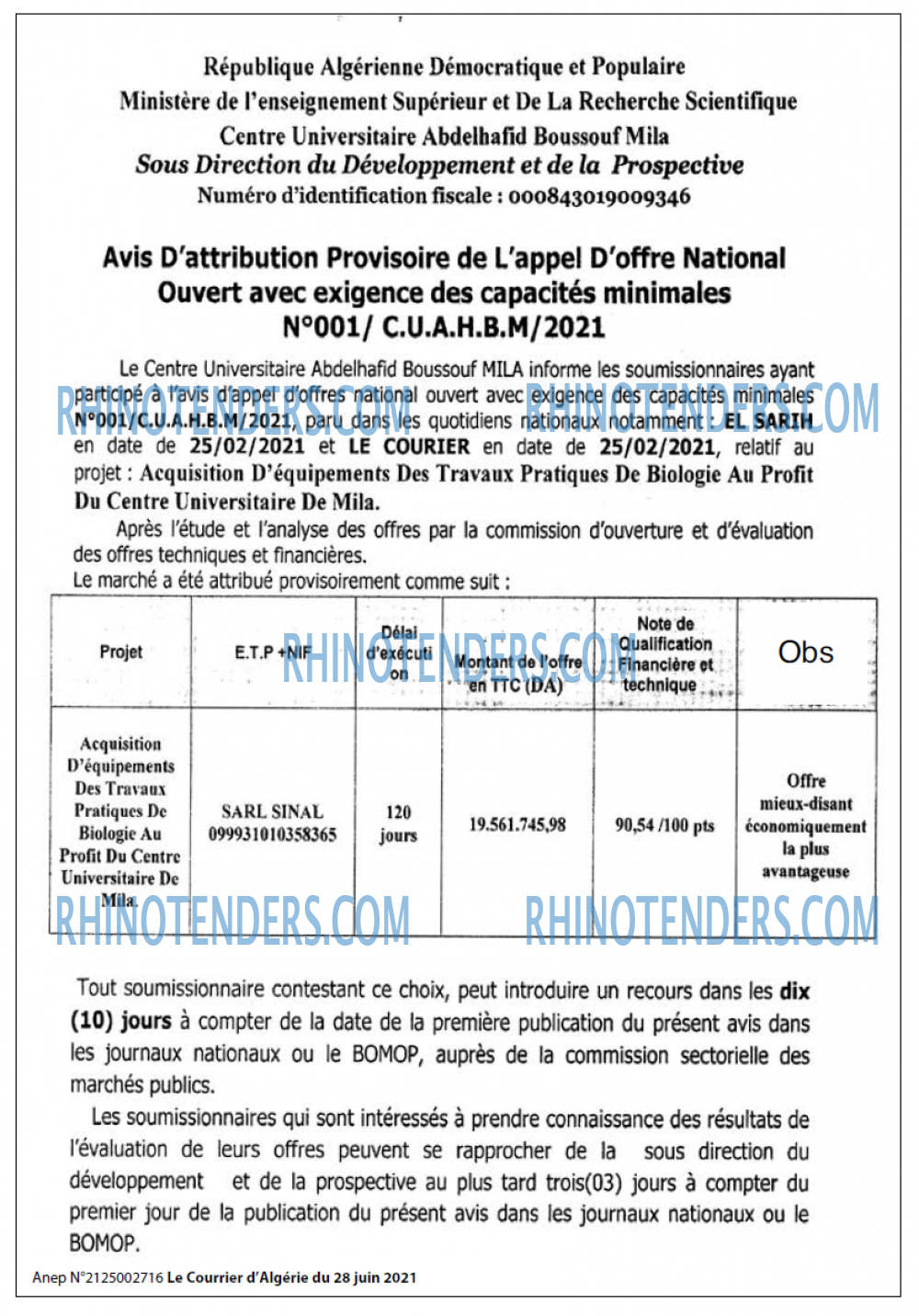 Le Courrier d'Algerie