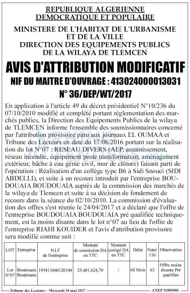 TRIBUNE DES LECTEURS