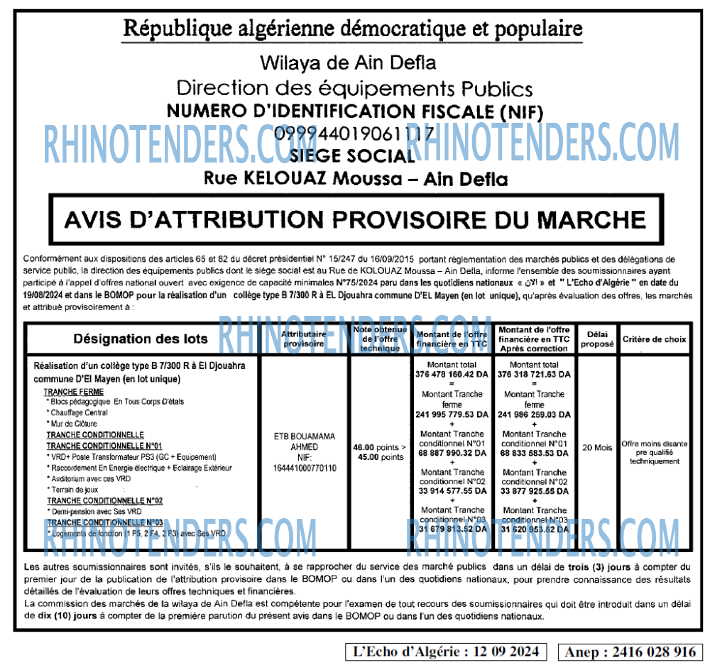L'ECHO D'ALGERIE