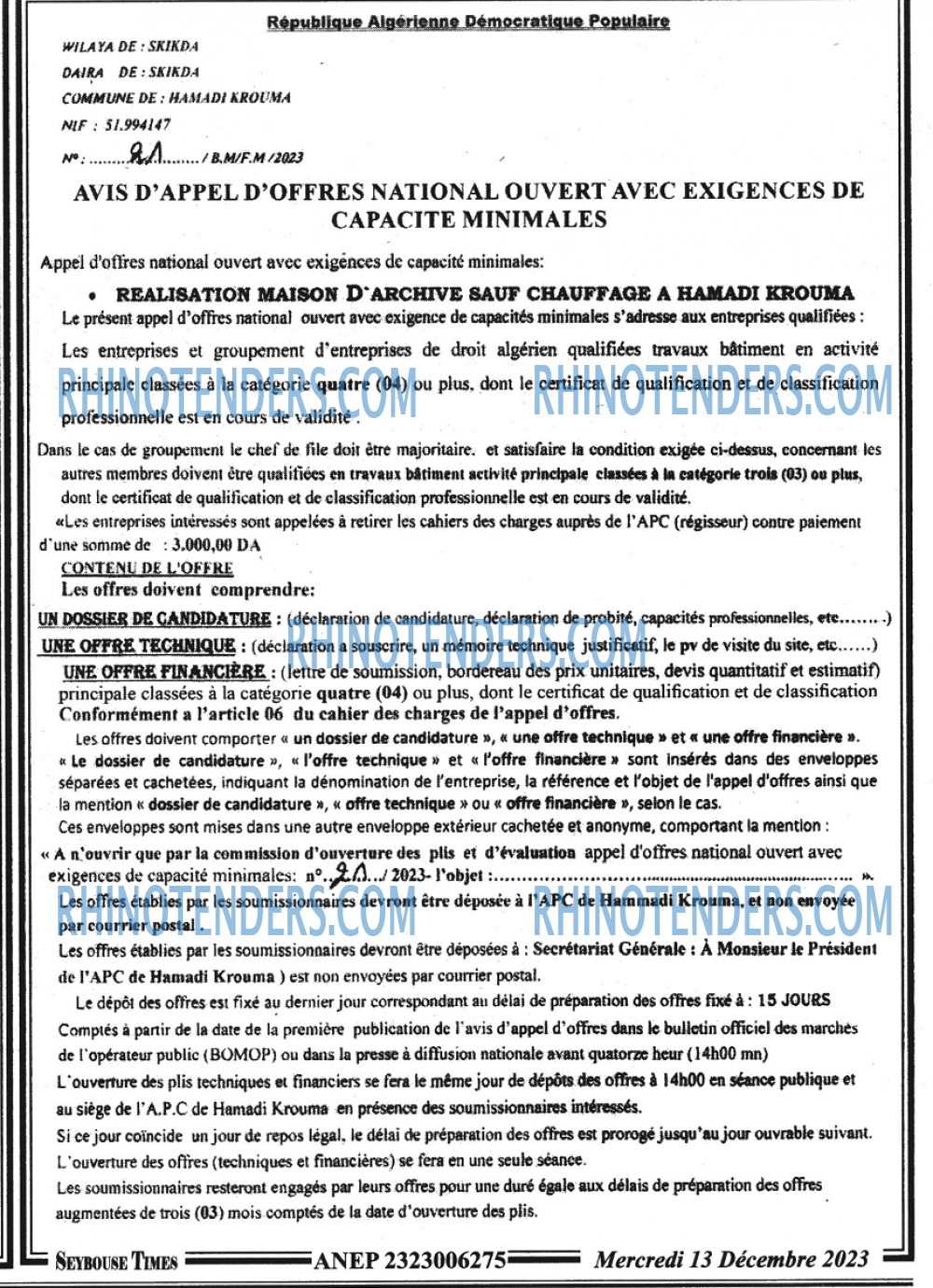 SEYBOUSSE TIMES